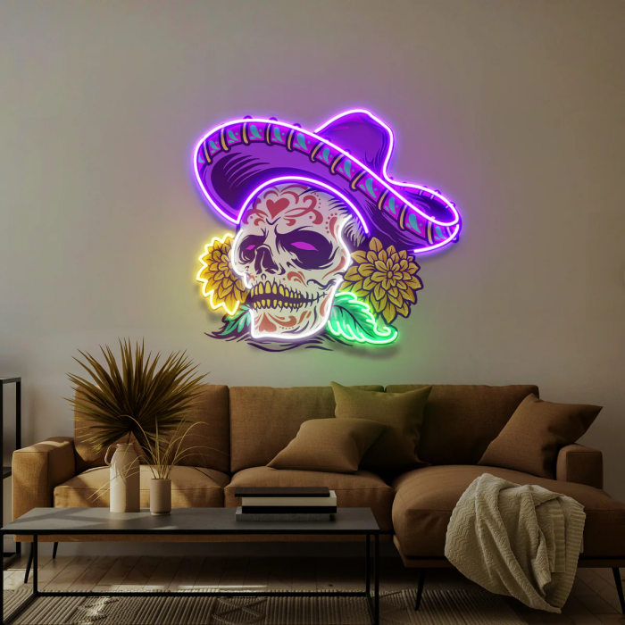 Mexican Skull of Death Neon Sign